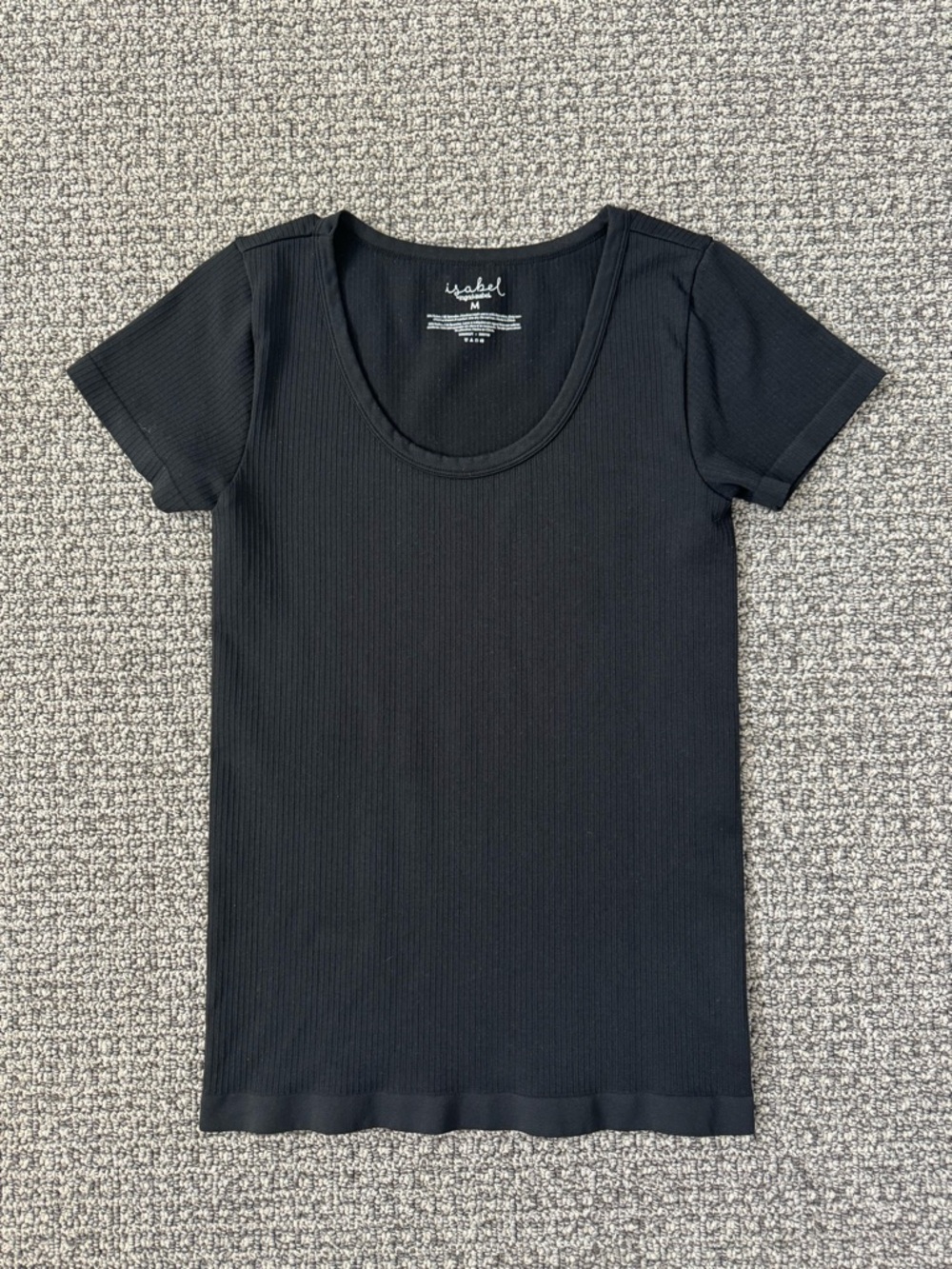 Isabel Maternity Black Ribbed Scoop Neck Tee